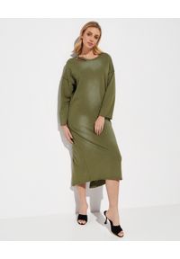 ONETEASPOON - Sukienka bawełniana. Kolor: zielony. Materiał: bawełna. Długość rękawa: długi rękaw. Typ sukienki: oversize. Styl: elegancki. Długość: maxi