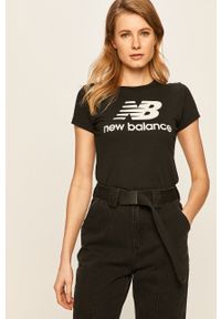 New Balance - T-shirt. Okazja: na co dzień. Kolor: czarny. Materiał: dzianina. Wzór: nadruk. Styl: casual