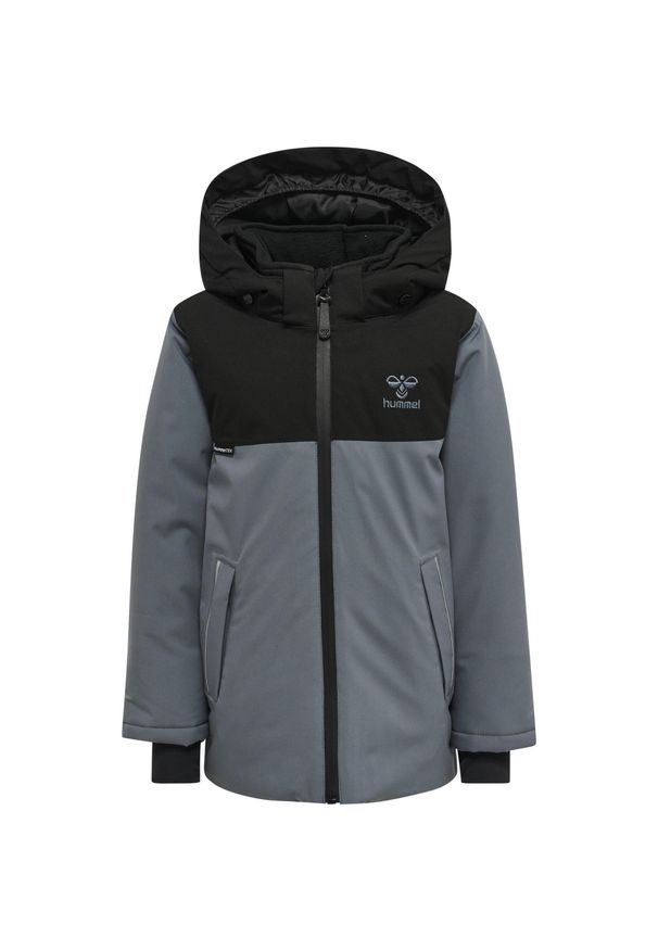 Dziecięca wodoodporna kurtka z kapturem Hummel Logan Tex. Typ kołnierza: kaptur. Kolor: szary, niebieski, wielokolorowy