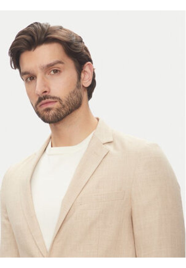 Lindbergh Garnitur 30-606060 Beżowy Slim Fit. Kolor: beżowy. Materiał: syntetyk, wiskoza