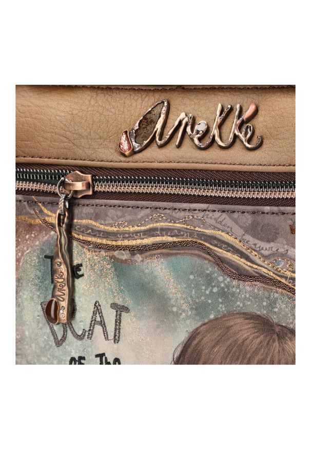 Brązowa Torebka Anekke Elegancka Damska Listonoszka Na Ramię. Kolor: brązowy. Wzór: aplikacja. Materiał: skórzane, zdobione. Styl: elegancki. Rodzaj torebki: na ramię