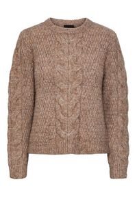 Pieces Sweter 17140372 Brązowy Regular Fit. Kolor: brązowy. Materiał: syntetyk