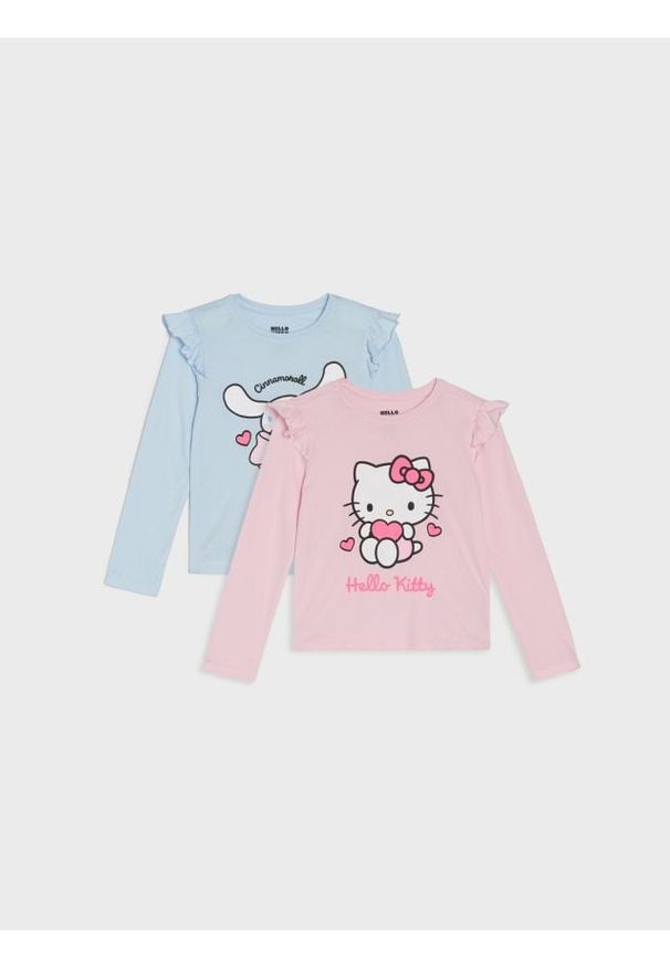 Sinsay - Bawełniana koszulka z nadrukiem Hello Kitty - wielobarwny. Materiał: bawełna. Wzór: motyw z bajki, nadruk