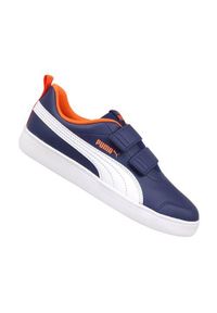 Buty do chodzenia dla dzieci Puma Courtflex V2 V PS. Zapięcie: rzepy. Kolor: niebieski. Materiał: guma, syntetyk, materiał. Szerokość cholewki: normalna. Sport: turystyka piesza