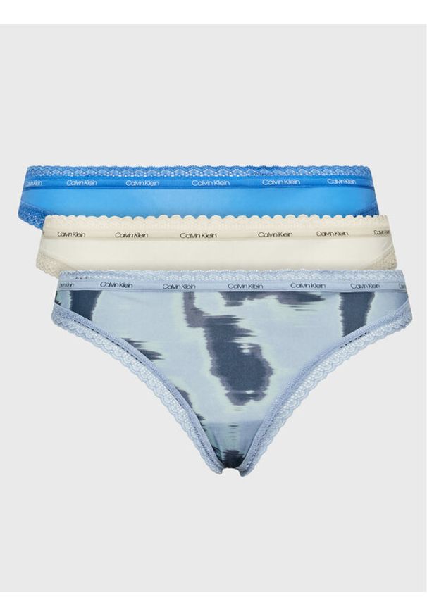 Calvin Klein Underwear Komplet 3 par stringów 000QD3802E Kolorowy. Materiał: syntetyk. Wzór: kolorowy