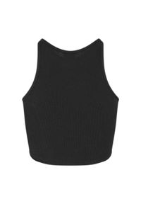 Urban Classics - Top Damski / Damski Z Prążkowanej Bawełny Organicznej. Kolor: czarny. Materiał: prążkowany, bawełna. Sport: turystyka piesza