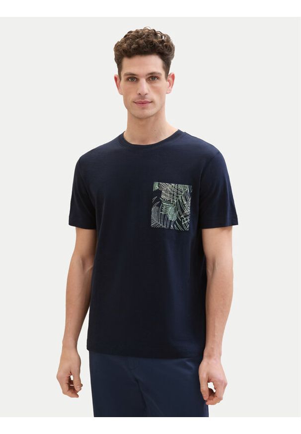 Tom Tailor T-Shirt 1040945 Granatowy Regular Fit. Kolor: niebieski. Materiał: bawełna