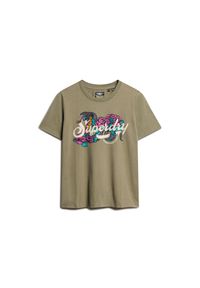 Damska koszulka na co dzień Superdry Tattoo Script. Kolor: zielony
