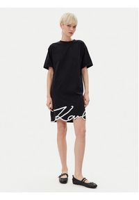 Karl Lagerfeld - KARL LAGERFELD Sukienka codzienna A1W13001 Czarny Regular Fit. Okazja: na co dzień. Typ kołnierza: dekolt w karo. Kolor: czarny. Materiał: bawełna. Typ sukienki: proste. Styl: casual #4
