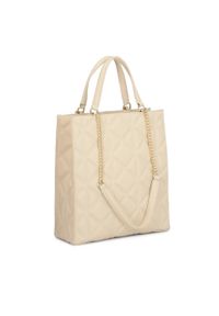 Kazar - Duża pikowana torebka w neutralnym kolorze. Kolor: beżowy. Wzór: geometria. Materiał: skórzane. Styl: elegancki, casual. Rodzaj torebki: na ramię #2