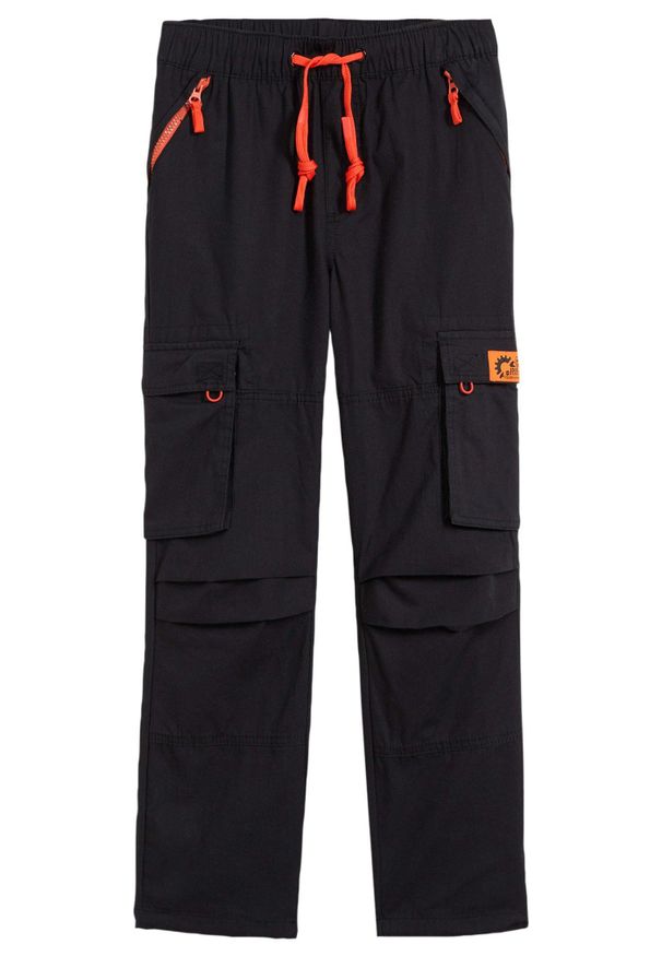 bonprix - Spodnie chłopięce bojówki z gumką w talii, Regular Fit. Kolor: czarny