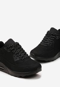 Born2be - Czarne Klasyczne Sneakersy na Podeszwie Air Sznurowane Dysuria. Nosek buta: okrągły. Zapięcie: sznurówki. Kolor: czarny. Materiał: materiał. Obcas: na obcasie. Wysokość obcasa: niski