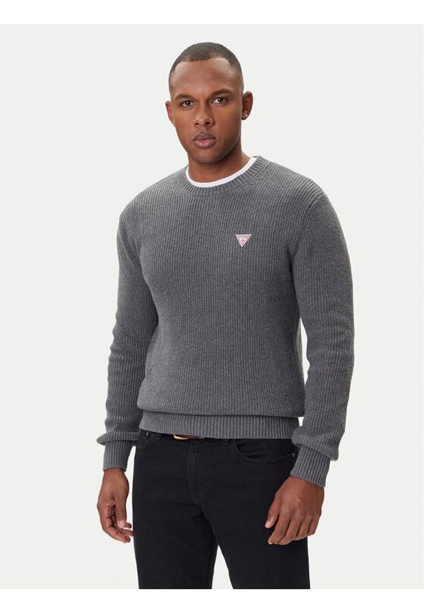 Guess Sweter M4BR30 Z3HM1 Szary Regular Fit. Kolor: szary. Materiał: bawełna
