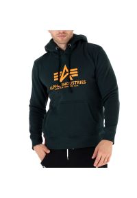 Bluza Alpha Industries Basic Hoody 178312353 - zielona. Typ kołnierza: kaptur. Kolor: zielony. Materiał: bawełna, poliester. Wzór: aplikacja. Styl: klasyczny #1