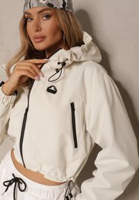 Renee - Biała Kurtka w Stylu Oversize z Kapturem i Kieszeniami Lorlio. Okazja: na co dzień. Typ kołnierza: kaptur. Kolor: biały. Styl: casual, elegancki #1