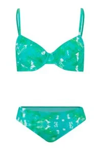 Bikini na fiszbinach (2 części) bonprix zielony z batikowym nadrukiem. Kolor: zielony. Wzór: nadruk #1
