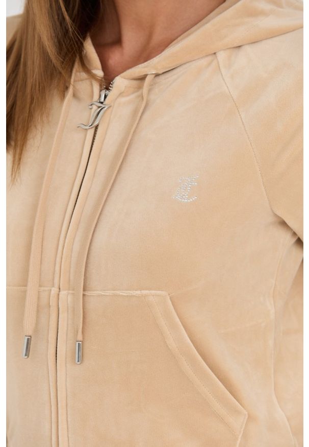 Juicy Couture - JUICY COUTURE Beżowa damska bluza Madison Hoodie, Rozmiar XL. Kolor: beżowy