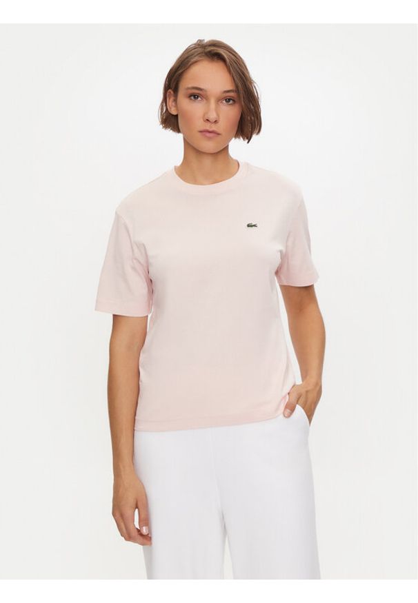 Lacoste T-Shirt TF7215 Różowy Loose Fit. Kolor: różowy. Materiał: bawełna