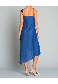 Pinko - PINKO - Bieliźniana sukienka. Kolor: niebieski. Materiał: koronka. Długość rękawa: na ramiączkach. Wzór: aplikacja. Typ sukienki: asymetryczne. Długość: midi #3
