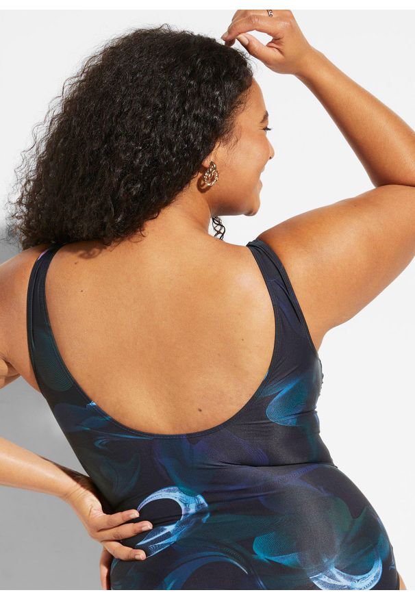 bonprix - Kostium kąpielowy shape z marszczeniem, lekki stopień modelowana sylwetki. Kolor: czarny. Materiał: materiał