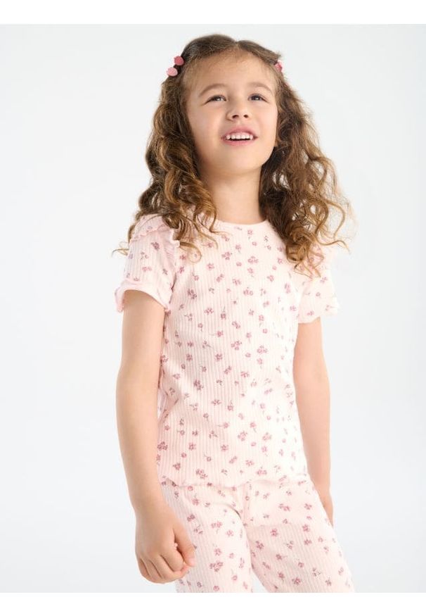 Sinsay - Bawełniana koszulka ze wzorkiem - wielobarwny. Materiał: bawełna