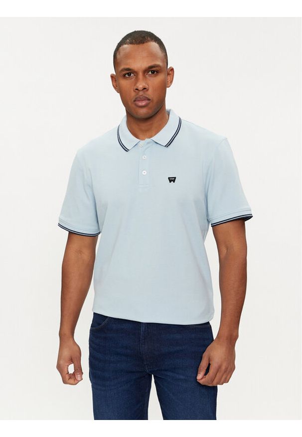 Wrangler Polo 112353030 Błękitny Regular Fit. Typ kołnierza: polo. Kolor: niebieski. Materiał: bawełna