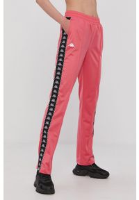 Kappa Spodnie damskie kolor różowy z aplikacją. Kolor: różowy. Wzór: aplikacja