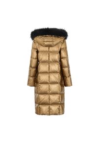 Ochnik - Puchowa kurtka damska z futrzanym obszyciem. Kolor: żółty. Materiał: nylon. Sezon: lato, jesień, zima. Styl: sportowy, elegancki #8