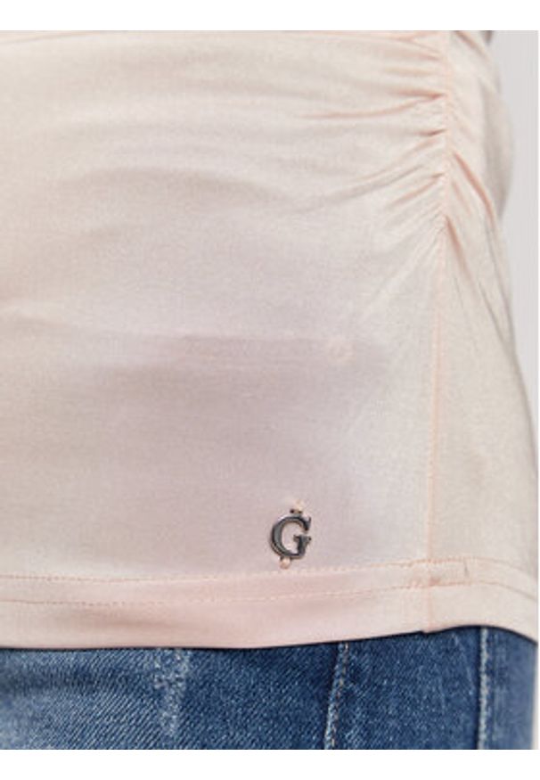 Guess Top W3RP43 K4JZ0 Różowy Slim Fit. Kolor: różowy. Materiał: syntetyk