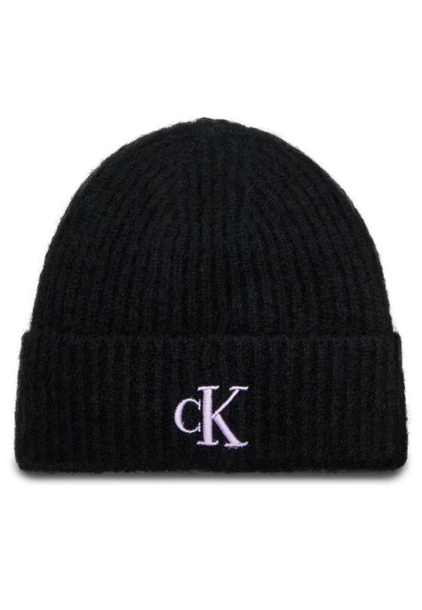 Calvin Klein Jeans Czapka Thick Embroidery Beanie K60K612321 Czarny. Kolor: czarny. Materiał: materiał