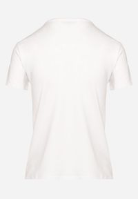 Born2be - Biało-Niebieski Bawełniany T-shirt Bluzka z Delikatnym Haftem z Przodu Acindra. Kolor: biały. Materiał: bawełna. Wzór: haft #4