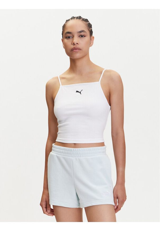 Puma Top Ess 629771 Biały Slim Fit. Kolor: biały. Materiał: bawełna