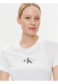 Calvin Klein Jeans T-Shirt Monologo J20J222564 Biały Slim Fit. Kolor: biały. Materiał: bawełna #3