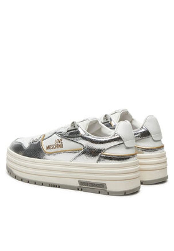 Love Moschino - LOVE MOSCHINO Sneakersy JA21017G18IB0000 Srebrny. Kolor: srebrny. Materiał: skóra