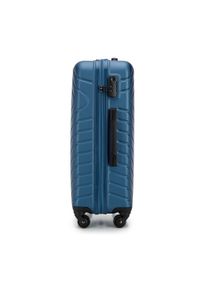 Wittchen - Średnia walizka z ABS-u z geometrycznym tłoczeniem ciemnoniebieska. Kolor: niebieski. Materiał: poliester. Wzór: geometria #6