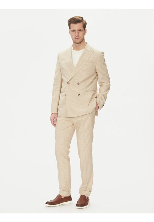 BOSS Garnitur C-Huge-2Pcs-Db-252 50540783 Écru Slim Fit. Kolor: kremowy. Materiał: wełna, bawełna