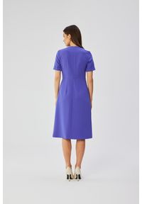 Stylove - Elegancka sukienka midi z ozdobnymi zakładkami fioletowa. Kolor: fioletowy. Styl: elegancki. Długość: midi #3