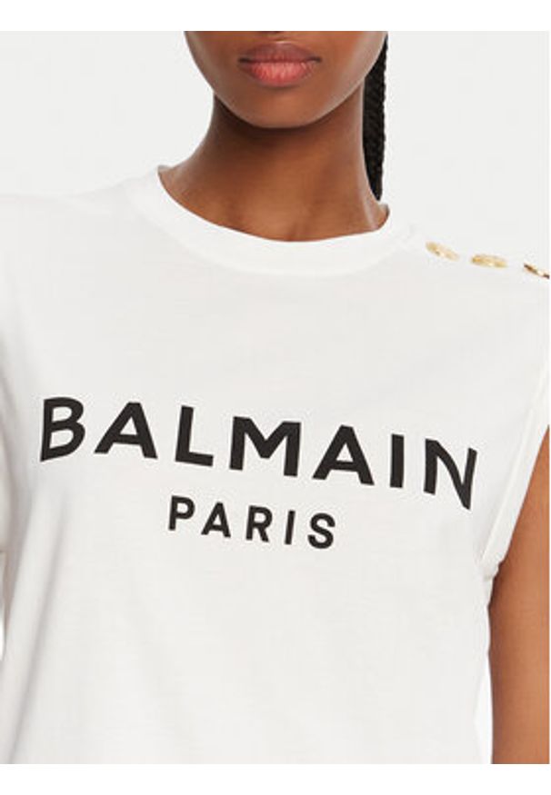 Balmain Top CF1ED001BB02 Biały Relaxed Fit. Kolor: biały. Materiał: bawełna