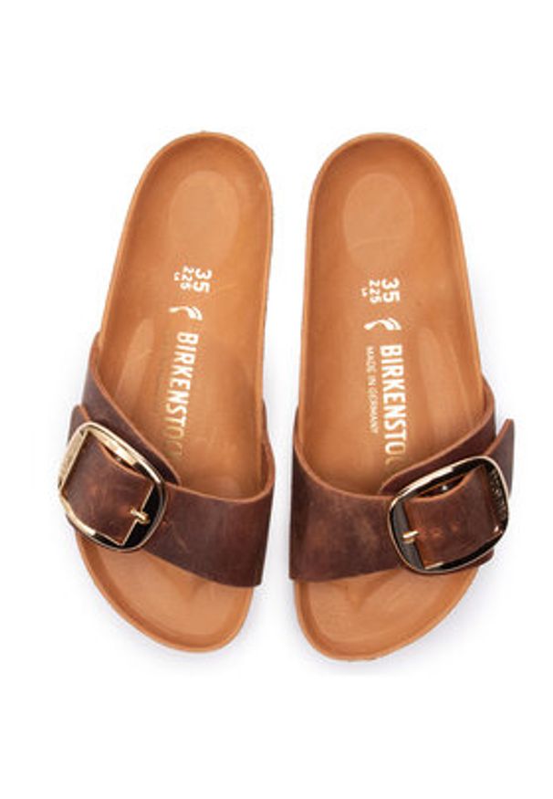 Birkenstock Klapki Madrid Big Buckle 1006525 Brązowy. Kolor: brązowy. Materiał: skóra, nubuk