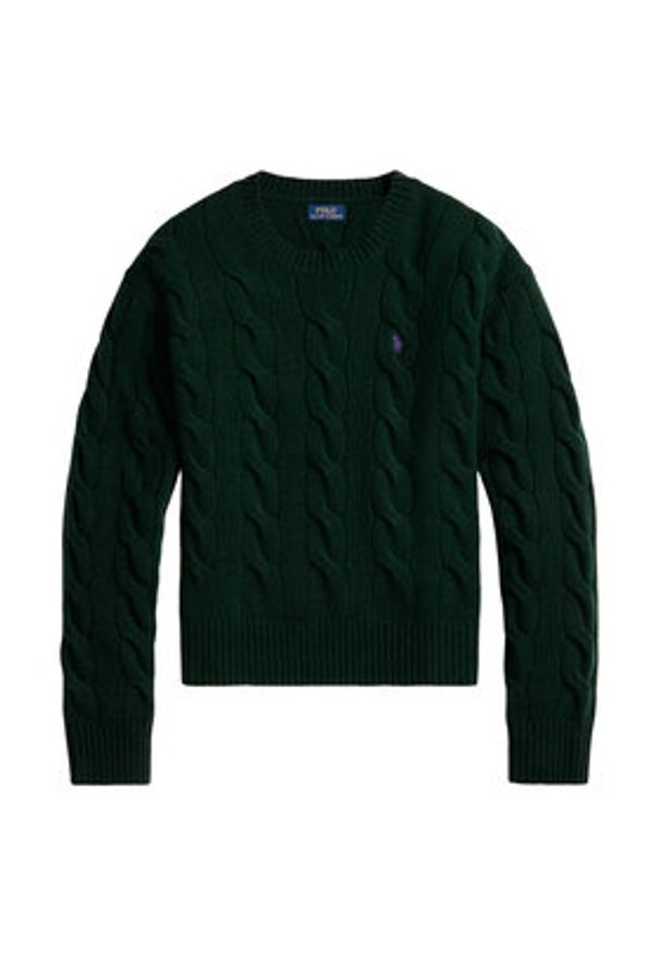 Polo Ralph Lauren Sweter 211A91216008 Zielony Straight Fit. Typ kołnierza: polo. Kolor: zielony. Materiał: wełna