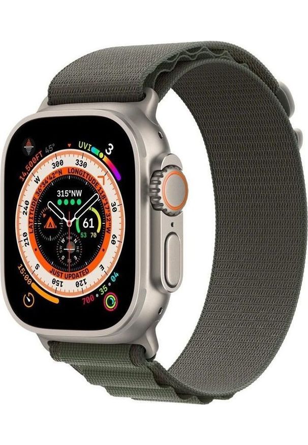 APPLE - Smartwatch Apple Watch Ultra GPS + Cellular 49mm Titanium Case Alpine Loop Small Zielony (MNHJ3FD/A). Rodzaj zegarka: smartwatch. Kolor: zielony