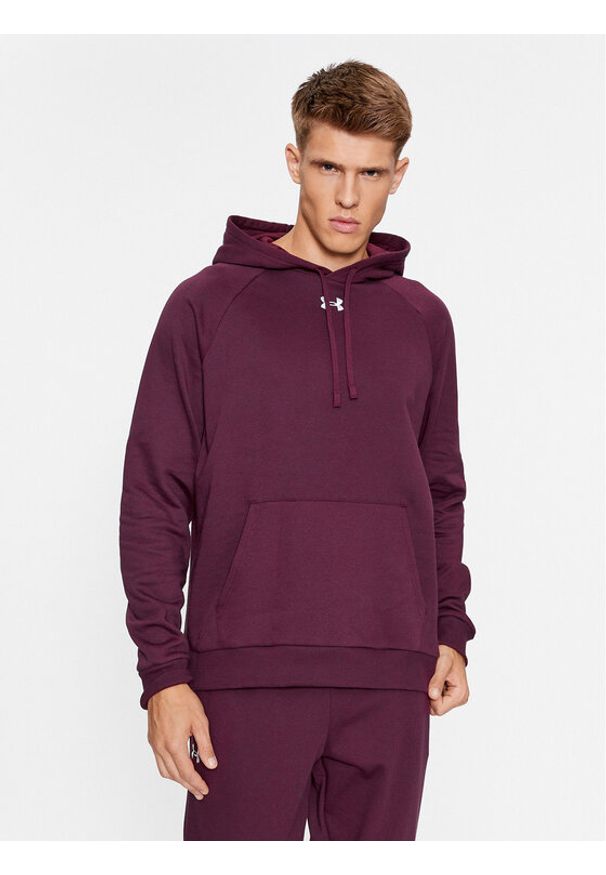 Under Armour Bluza Ua Rival Fleece Hoodie 1379757 Bordowy Loose Fit. Kolor: czerwony. Materiał: bawełna