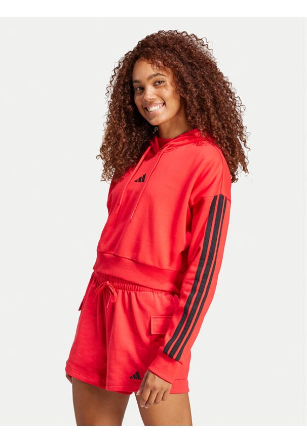 Adidas - adidas Bluza Essentials 3-Stripes IS6997 Czerwony Regular Fit. Kolor: czerwony. Materiał: syntetyk