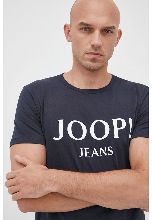 JOOP! - Joop! t-shirt bawełniany kolor granatowy z nadrukiem. Kolor: niebieski. Materiał: bawełna. Wzór: nadruk