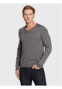 BOSS - Boss Sweter Melba-P 50468261 Szary Slim Fit. Kolor: szary. Materiał: wełna