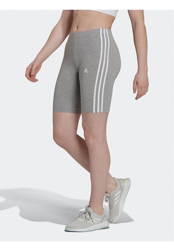 Adidas - adidas Szorty sportowe Essentials 3-Stripes Bike Shorts HF5956 Szary. Kolor: szary. Materiał: bawełna