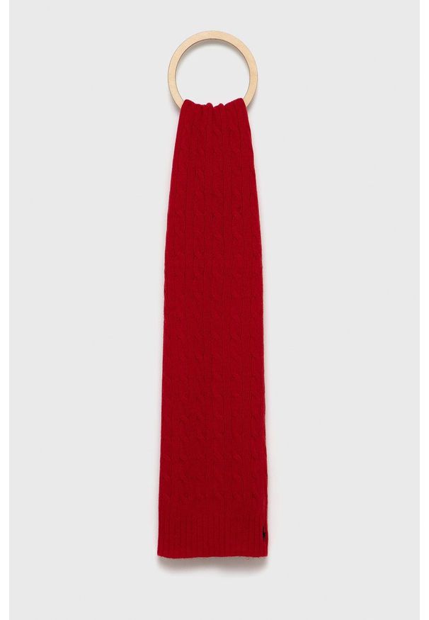 Polo Ralph Lauren Szalik wełniany 455858417005 kolor czerwony gładki. Kolor: czerwony. Materiał: wełna. Wzór: gładki