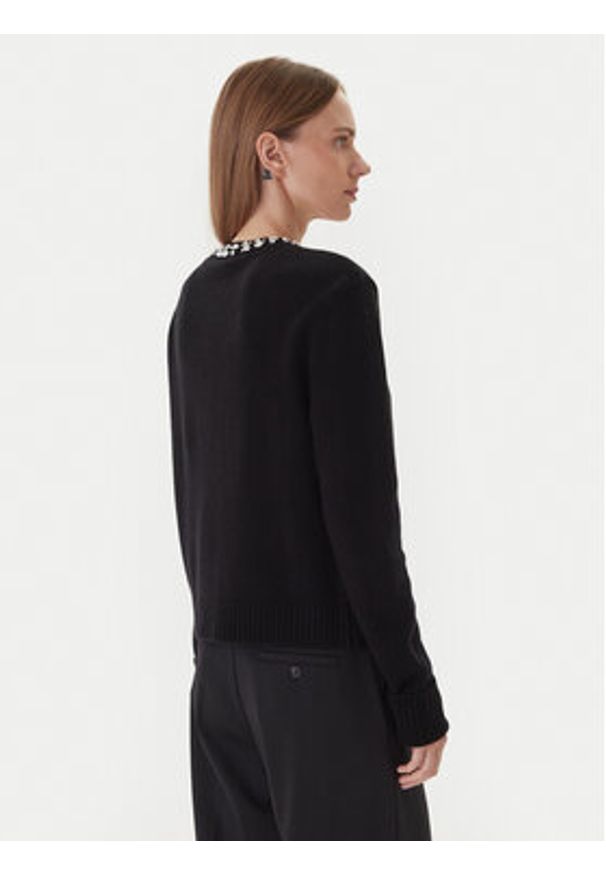 KAOS Sweter RI1KT018 0001 Czarny Regular Fit. Kolor: czarny. Materiał: wełna