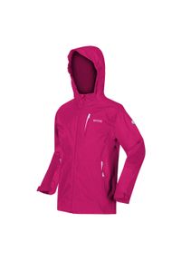 Regatta - Calderdale II dziecięca turystyczna kurtka przeciwdeszczowa. Kolor: różowy. Materiał: poliester. Sport: turystyka piesza