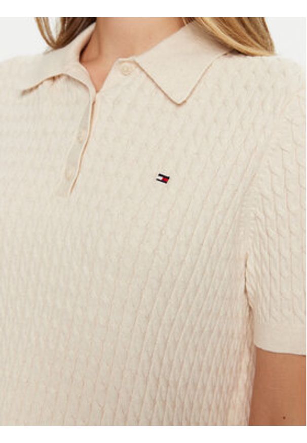 TOMMY HILFIGER - Tommy Hilfiger Sweter WW0WW43957 Écru Regular Fit. Materiał: bawełna
